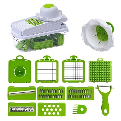 Vegetable Chopper, Salad Chopper with 8 Blades, Mandoline Vegetable Slicer Multifunctional, Food Chopper for Cutting Carrot, Garlic, Onion and Potato (Style 1) - Style 1 - Image 1