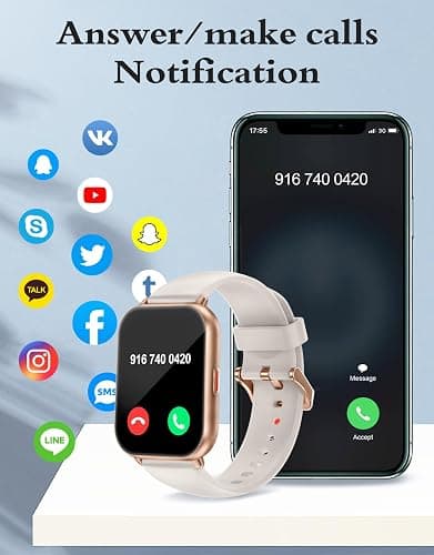 Smart Watch Answer/Make Call,Smart Watches for Women Men 1.85"HD Screen | Fitness watch with SpO2 Heart Rate Sleep Monitor Step Counter IP68 Waterproof 100+ Sports Mode for Android iOS (2 Bands) thumbnail 2