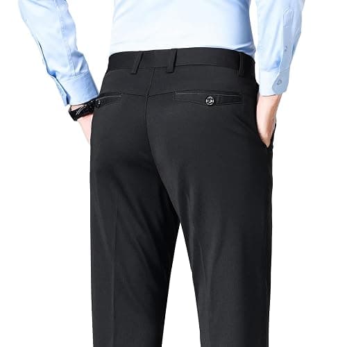 Mylldey Men's Regular Fit Dress Pants Casual Business Flat Front Mens Wrinkle Free Comfort Stretch Pants thumbnail 3