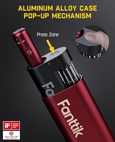 Fanttik F2 Master Mini Cordless Rotary Tool Kit, NeoPulse Motor, 5 Speed, 25000 RPM, Revostor Hub, 35 Accessories, Engraving Pen, for 3D Printer Sanding, Polishing, Drilling, Carving, DIY Crafts - Red thumbnail 7