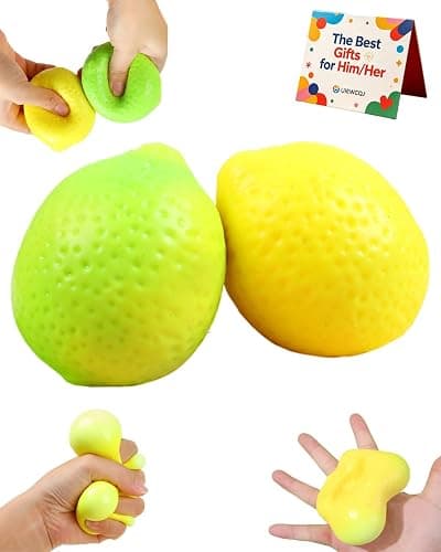 Lemon Squishy, 2PCS Realistic Lemon Stress Balls, Color Changing Fruit Squishies Fidget Toys for Adults & Kids, Slow Rising Squeeze for Adults Office Home Desk, Stress Relief Sensory Toy - Image 1