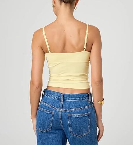 Giraropa Women Summer Basic Cami Shirt Sexy Sleeveless Spaghetti Strap V Neck Tank Top Y2K Slim Fit Going Out Crop Tops thumbnail 4