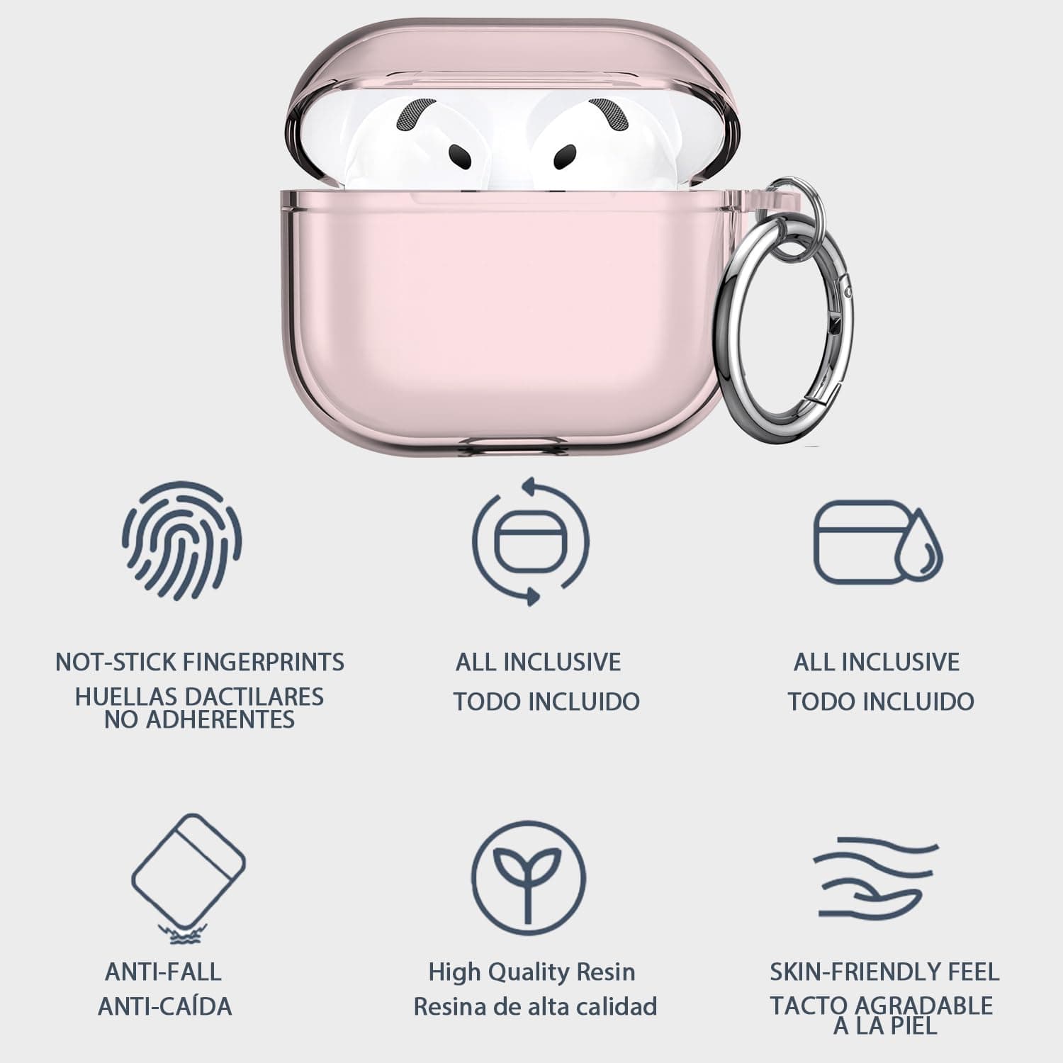 USTIYA Case for Apple AirPods 4 Cover AirPods4 2024 Shock-Absorption Transparent TPU Thickening (Pink/Red) thumbnail 3