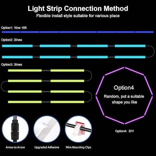 8 PCS RGB Under Cabinet Lighting Kit, 12v Motion Sensor LED Light Strip with Remote, ETL Listed Power Adapter, Music Sync Color Changing Led Lights for Shelves, Cabinet, Counter, Bookcase, 13ft thumbnail 6