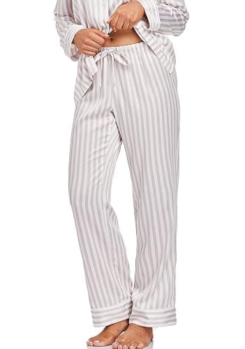 Serenedelicacy Women's Satin Pajama Set Long Sleeve Button Down Sleepwear 2-Piece Silky Pj Set thumbnail 5