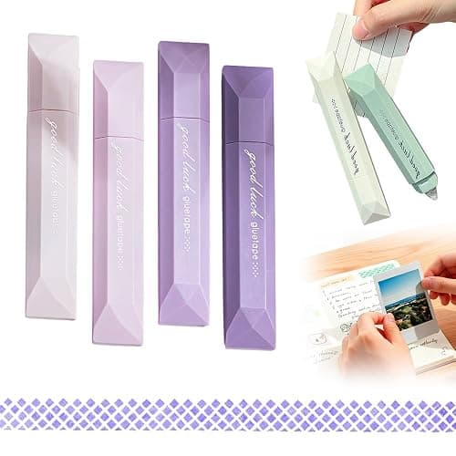Double Sided Tape Pens, 4PCS Craft Adhesive Glue Applicator, Double Sided Glue Pen for Scrapbooking, Gift Wrapping, Photo Mounting, School Office DIY Crafts (Purple) - Image 1