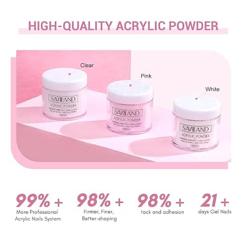 SAVILAND Acrylic Nail Kit – Nails Kit Acrylic Set with Nail Drill Brushes Gel Polish Clear Nails Tips Nail Art Tools Nail Stuff for Starters DIY Christmas Gift thumbnail 5