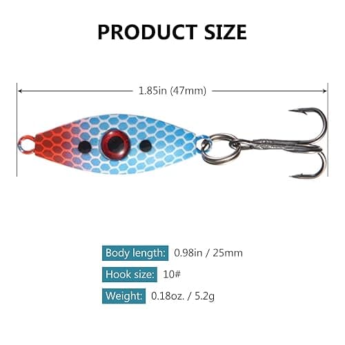 BASSDASH Ice Fishing Lure Kit Glowing Paint Jigs for Winter Ice Jigging Crappie Sunfish Perch Walleye Pike with Tackle Box thumbnail 5