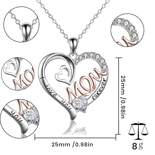 YCZARD Personalised Mothers Day Gifts - Mum Necklace, Silver Chain Love Heart Necklaces with Cubic Zirconia, Mothers Day Gifts from Daughter Best Mothers Day Presents for Your Mum, Granddaughter thumbnail 7