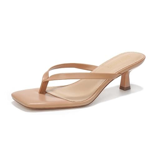 LULLASONG Women's Kitten Heels Sandals Square Open Toe Flip Flop Heels 1.8-2 Inch Heeled Sandals for Women - Image 1