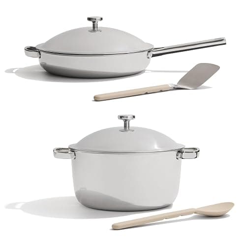 Our Place Titanium Pro Cookware Duo – Always Pan & Perfect Pot with Nonstick No-Coating Technology | Tri-Ply Titanium & Stainless Steel | Safe for Oven, Induction & All Cooktops up to 1000°F | Chrome - Image 1