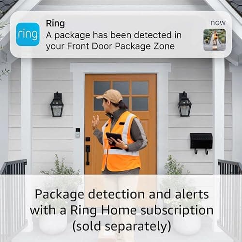 Ring Battery Doorbell, Satin Nickel with All-new Ring Outdoor Cam Plus Battery, White thumbnail 3