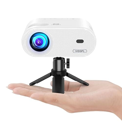 Mini Projector, VISSPL Full HD 1080P Video Projector, Portable Outdoor Projector with Tripod, Kids Gift, Home Theater Movie Phone Projector Compatible with Android/iOS/Windows/TV Stick/HDMI/USB - Image 1