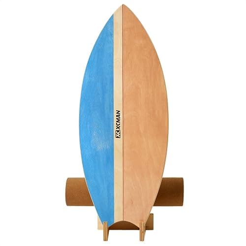 XCMAN Surf Balance Board Trainer with Roller Wooden Exercise Balancing Stability Trainer - Non Slip Surface for Adults Kids|Balance Board for Surfing,Snowboarding,Skateboarding,Hockey,Yoga Training - Image 1
