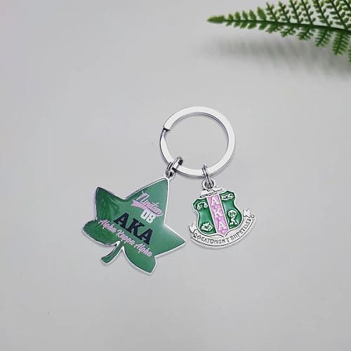 JHJEWH 1908 Keychain,Sorority Paraphernalia Gifts AKA Key Chain Lvy Leaf Pendant Keyring AKA Sorority Gifts for Women Sisterhood Keychains for Sisters Friends thumbnail 3