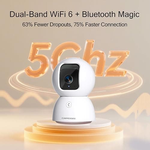 CINMOORE 5G Security Camera Indoor 2-Pack, No-Monthly-Fee AI Tracking Facial Recognition, 3K Pet/Dog Camera with Speaker/Phone App, PTZ WiFi Baby Monitor Cameras for Home Security, 0-Glow Night Vision thumbnail 9