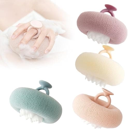 Super Soft Sunflower Suction Cup Bath Ball, 2025 Upgraded Bath Sponge Cleaning Brush Exfoliating Bath Sponge Cleaning Brush, Multi-color Mesh Pouf Sponge Mesh Shower Ball for Women, Men Shower (4 Pcs) - Image 1