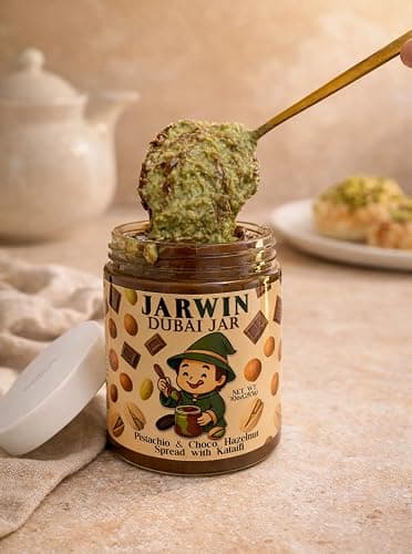 Velvet Chocolate Jarwin Dubai Dessert Jar – Pistachio Cream with Kunafa & Chocolate Hazelnut Layers, 10oz | Handmade Luxury Middle Eastern Sweet thumbnail 3