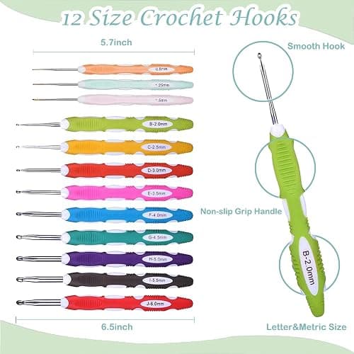 Knitiss Crochet Kits with Case, Beginner Crochet Set Includes 15 Yarn Skeins & 12 Ergonomic Crochet Hooks thumbnail 3
