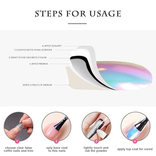 White Pearl Chrome Nail Powder,Iridescent Mirror Effect Aurora Magic Pearlescent Nail Jewelry Glitter Powder Holographic Pigment, Symphony Mermaid Pearl Glitter Dust Kit,DlY Nail Art Decorations thumbnail 10