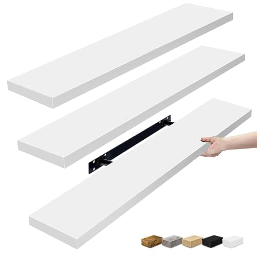 Sorbus Floating Shelves for Wall Storage (35 Inch, 3 Pack, White) | Clean display for home accents, books and collectibles; hidden brackets suit bathrooms, bedrooms and kitchens. - Image 1