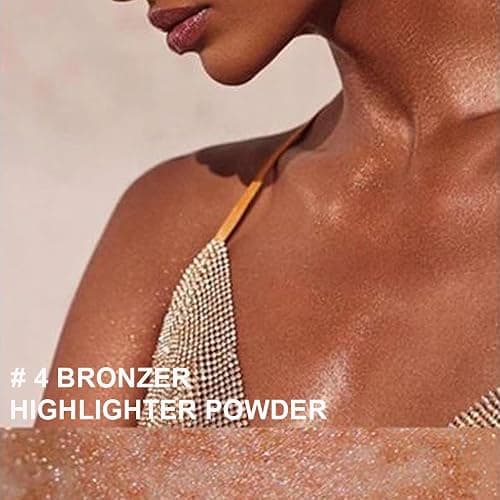 Bronze Highlighter Spray for Face and Body, Rich Color Loose Shimmer Powder Long Lasting Sparkly Spray High Gloss Makeup for Women Rave Festival Prom Stage Wedding Party, #4 thumbnail 2