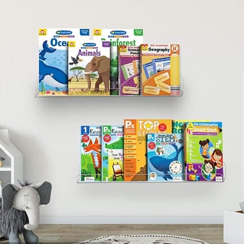 Weiai Clear Acrylic Shelf 15" Invisible Floating Wall Ledge Bookshelf, Kids Book Display Shelves Wall Mounted (15 Inch 3Pack) thumbnail 2