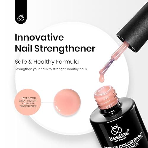 Beetles Nude Color Base Gel Nail Polish, 15ml Rubber Base 5 in 1 Neutral Brown Clear French Tip Color Gel Polish Nail Strengthener Soak Off U V LED Lamp Cure Manicure Design DIY at Home thumbnail 5
