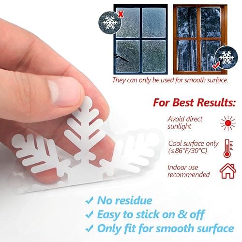 LUDILO 135Pcs Christmas Window Clings Snowflakes Window Decals Static Window Stickers for Christmas Decorations Windows Décor Ornaments Xmas Party Supplies Thanksgiving Party Décor thumbnail 5