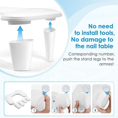 LIONVISON Arm Rest for Nails Tech U Shaped - Comfortable Manicure Nail Hand Rest Pillow Cushion, Nail Armrest Stand for Acrylic Nail Art Tech, Quick Installation, White thumbnail 3