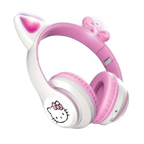 Hello Kitty Wireless Bluetooth Light-Up Headphones with Foldable Design, Adjustable Headband, 8 Hours Playtime, LED Kitty Earcups, for Kids & Adults (White) thumbnail 2