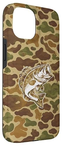 Camouflage Bass Vintage Fisherman Camo Fishing Case for iPhone 15 thumbnail 3