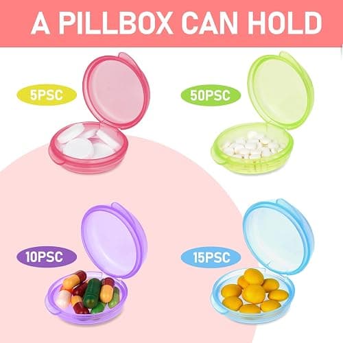 4 Pcs Mini Pill Organizer Small Pill Box Cute Portable Pill Case for Pocket Purse Travel Storage Containers Earplug Case Medicine Dispenser Vitamin Holder(Blue+Pink+Purple+Green) thumbnail 8