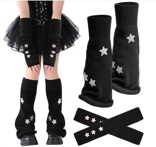 Jspupifip Y2K Leg Warmers for Women, Star Streetwear Leg Cover Retro Stretchy Arm Warmers for Rave Festival - Image 1