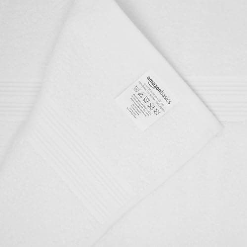 Amazon Basics 6-Piece Oversized Highly Absorbent Fade-Resistant Towel Set, 100% Cotton Towels for Bathroom, Soft, 2 Bath Towels, 2 Hand Towels, 2 Washcloths, White thumbnail 5