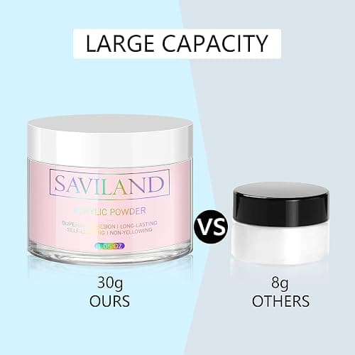 SAVILAND Pink Acrylic Powder - 30g Professional Acrylic Nail Powder for Acrylic Nails Extension, 3D Nail Art Polymer Powder, No Need Nail Lamp thumbnail 5