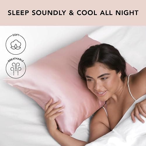 Kitsch Satin Pillowcase with Zipper for Hair & Skin, Softer Than Silk Pillow Cases Queen, Smooth Pillow Covers, Machine Washable, Wrinkle-Free, Cooling Satin Pillow Cases Standard Size 19"x26" (Blush) thumbnail 4