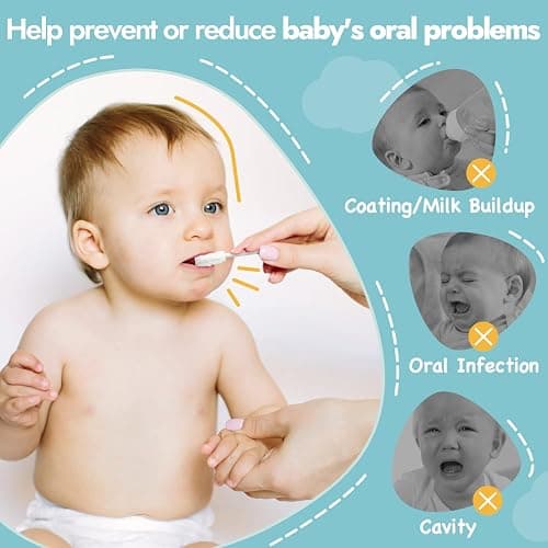 Papablic Baby Tongue Cleaner, Baby Oral Cleaner, Disposable Infant Mouth Cleaner Newborn, Upgrade Gum Cleaner with Paper Handle or Infants Ages 0-2 Years, 40 Pack thumbnail 2