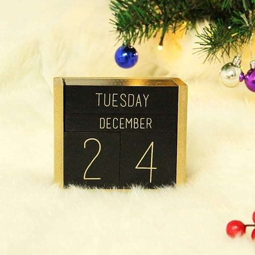 Juegoal Wooden Perpetual Calendar, Wooden Block Daily Calendar Office Desk Accessories (Black) thumbnail 6