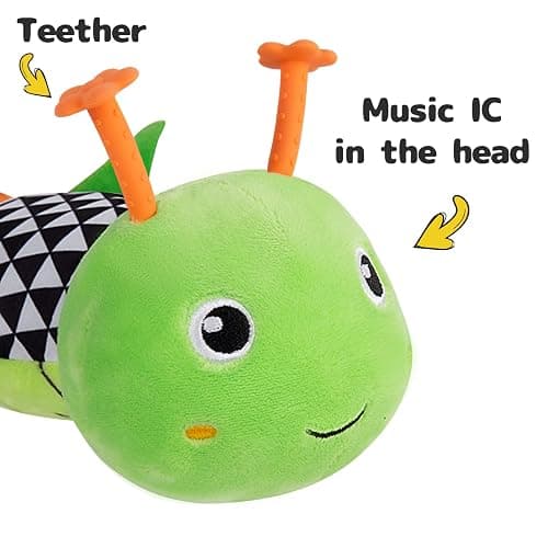 Sumobaby Infant Baby Musical Stuffed Animal Activity Soft Toys with Multi-Sensory Crinkle, Rattle and Textures, for Tummy Time Newborn 0-3-6-12 Months Boys, Girls, Caterpillar thumbnail 2