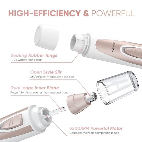 Ear and Nose Hair Trimmer Clipper - 2025 Professional Painless Eyebrow & Facial Hair Trimmer for Men Women, Battery-Operated Trimmer with IPX7 Waterproof, Dual Edge Blades for Easy Cleansing Pink thumbnail 4