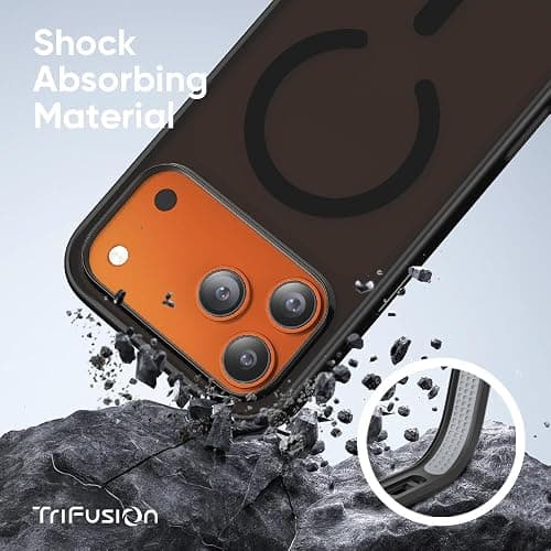 FLOLAB Surtect Tri-Fusion Magnetic for iPhone 17 Pro Max Case Protective Slim Design Magsafe Compatible Military Grade - Full Black Matte Translucent thumbnail 2