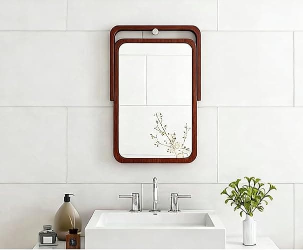 Honeystore Solid Wood Makeup Mirror, 360° Rotating Desktop Vanity Mirror, 9" x 7.1" HD Silver Mirror, Natural Wood Frame, Portable Tabletop & Wall Hanging Cosmetic Mirror (Dark Brown) thumbnail 6