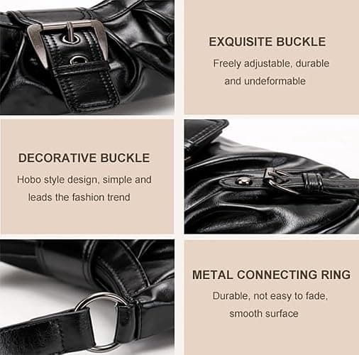 AFMKTICA Y2K Trendy Purse for Women, Leather Buckle Punk Hobo Clutch Purses Bags for Ladies Top Handle Shoulder Bag thumbnail 3
