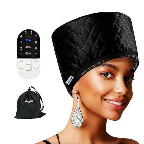 Hair Steamer for Natural Hair (Home Use) - 10-Speed Temperature Control, Fast Heating & Deep Strand Nourishment Heat Cap - Image 1