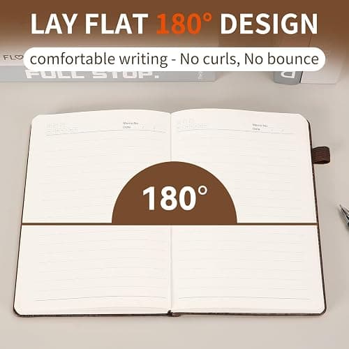 Lined Journal Notebook,256 Pages,A5 Size (5.7'' x 8.3''),Vintage Tree Growth Ring Leather Hardcover Journal,100 GSM Thick Paper,for Daily,Work,School,Note Taking(Brown) thumbnail 4