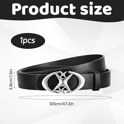 EujRcf Y2K Belt with Star Buckle, Goth and Punk Style Accessory, Y2K Accessories, Adjustable Women Belt, Suitable For Jeans And Short Skirts thumbnail 2