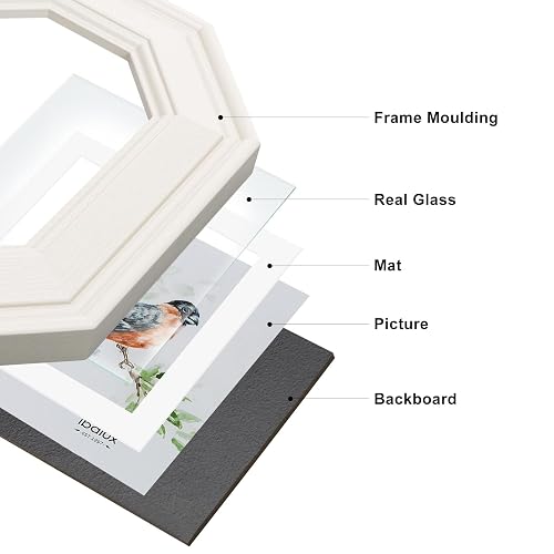 Ibalux 8x10 Picture Frame Photo Frame, Made of Solid MDF Wood with Real Glass, Display Picture 5x7 with Mat or 8x10 without Mat, Vertical and Horizontal for Wall Hanging or Vertical for Tabletop, White thumbnail 8