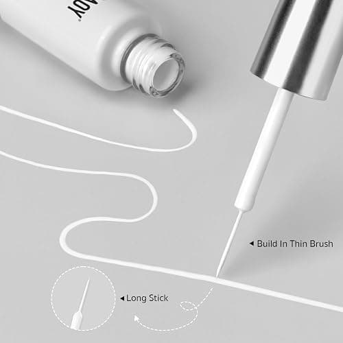 GAOY White Swirl Gel Nail Polish Art Liner, 8ml Classic Color Nail Paint Design with Thin Brush, UV Light Cure for DIY French Manicure at Home thumbnail 5