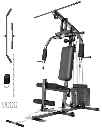 GarveeLife Home Gym Machine System with 100LBS Weight Stack, Multifunctional Weight Machine, Full Body Workout Station Exercise Equipment, All in One Home Gym with Pulley System for Strength Training - Image 1